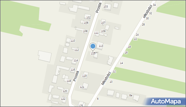 Nowy Kocin, Prosta, 115, mapa Nowy Kocin