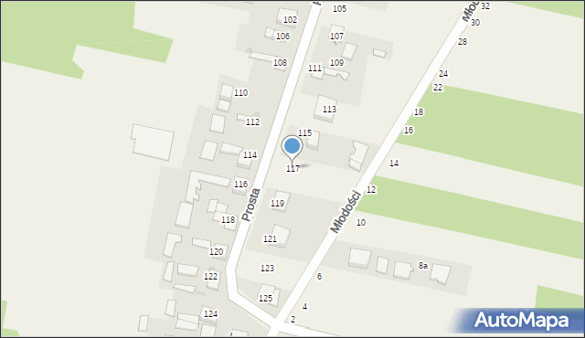 Nowy Kocin, Prosta, 117, mapa Nowy Kocin