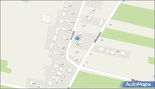 Nowy Kocin, Prosta, 121, mapa Nowy Kocin