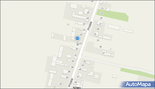 Nowy Kocin, Prosta, 28, mapa Nowy Kocin