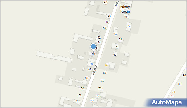Nowy Kocin, Prosta, 58, mapa Nowy Kocin