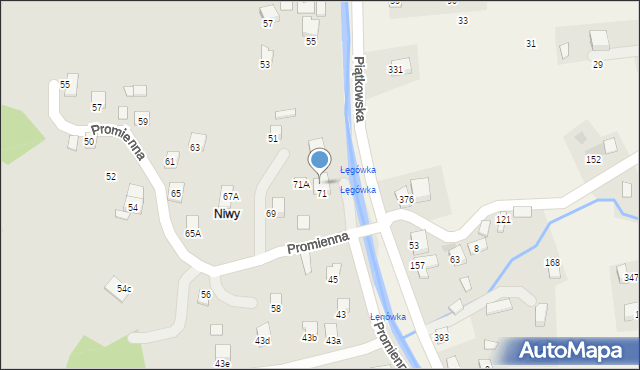 Nowy Sącz, Promienna, 73, mapa Nowego Sącza