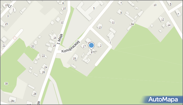 Okuniew, Projektowana, 4, mapa Okuniew
