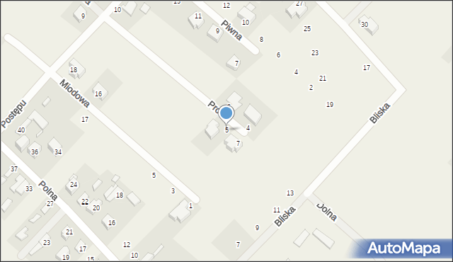 Okuniew, Prosta, 5, mapa Okuniew