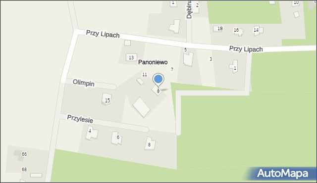 Olimpin, Przy Lipach, 9, mapa Olimpin