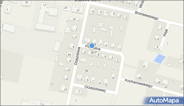 Olszewo-Borki, Przytulna, 10, mapa Olszewo-Borki