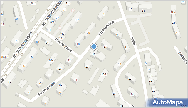 Olsztyn, Profesorska, 15, mapa Olsztyna