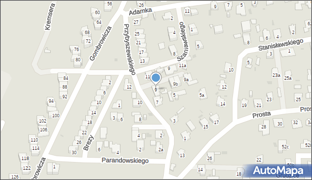 Opole, Przybyszewskiego Stanisława, 9, mapa Opola