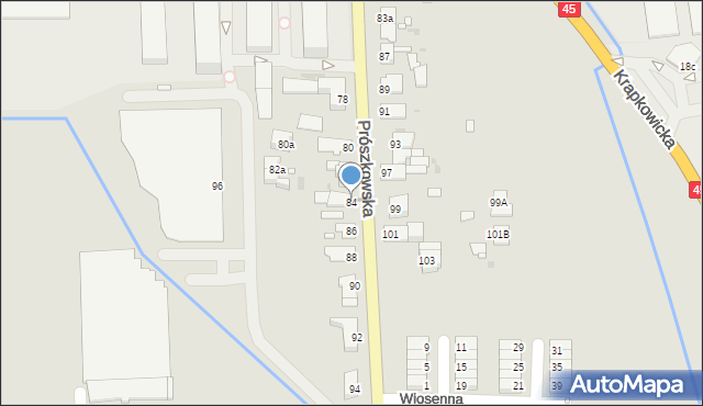 Opole, Prószkowska, 84, mapa Opola