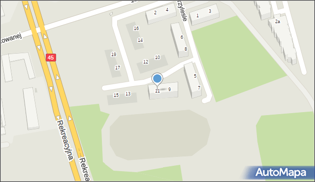 Opole, Przylesie, 11, mapa Opola