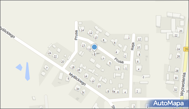 Orchowo, Prusa Bolesława, 9, mapa Orchowo