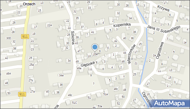 Orzech, Prusa, 10A, mapa Orzech