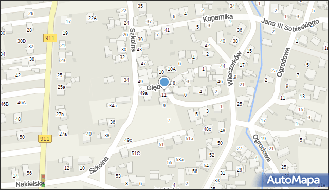 Orzech, Prusa, 11, mapa Orzech