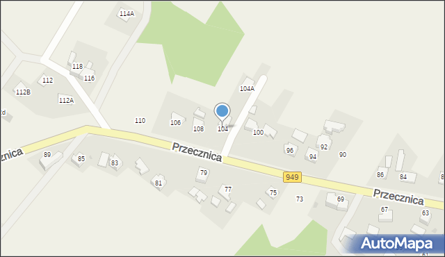 Osiek, Przecznica, 104, mapa Osiek