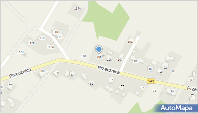 Osiek, Przecznica, 106, mapa Osiek