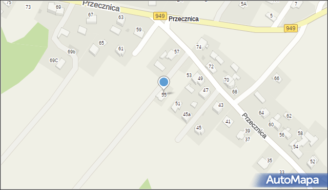 Osiek, Przecznica, 55, mapa Osiek