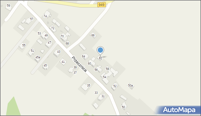 Osiek, Przecznica, 62, mapa Osiek