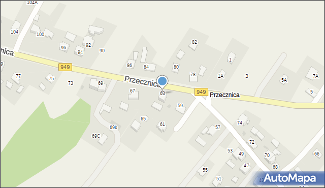 Osiek, Przecznica, 63, mapa Osiek