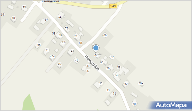 Osiek, Przecznica, 64, mapa Osiek