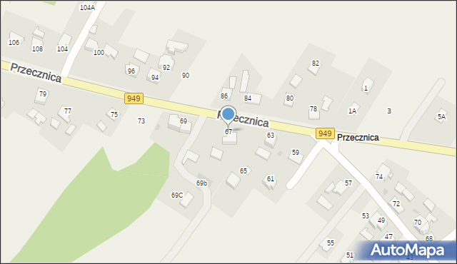 Osiek, Przecznica, 67, mapa Osiek