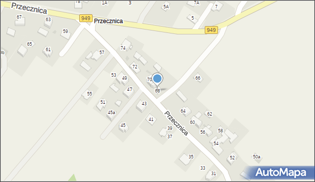Osiek, Przecznica, 68, mapa Osiek