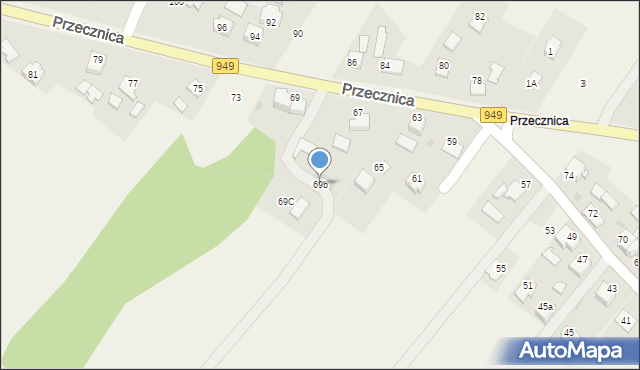 Osiek, Przecznica, 69b, mapa Osiek