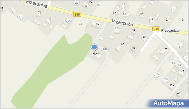 Osiek, Przecznica, 69C, mapa Osiek