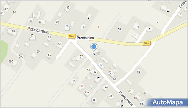 Osiek, Przecznica, 74, mapa Osiek