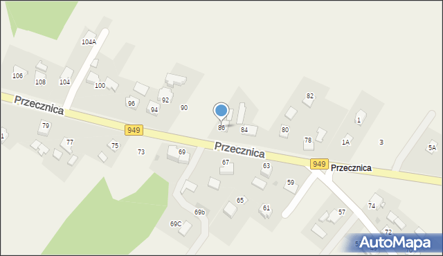 Osiek, Przecznica, 86, mapa Osiek