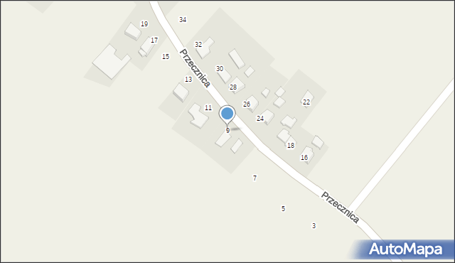 Osiek, Przecznica, 9, mapa Osiek