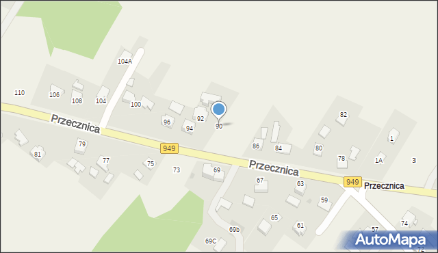 Osiek, Przecznica, 90, mapa Osiek