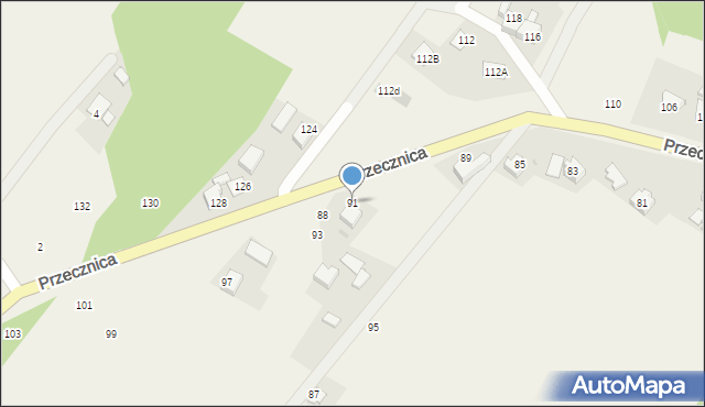 Osiek, Przecznica, 91, mapa Osiek