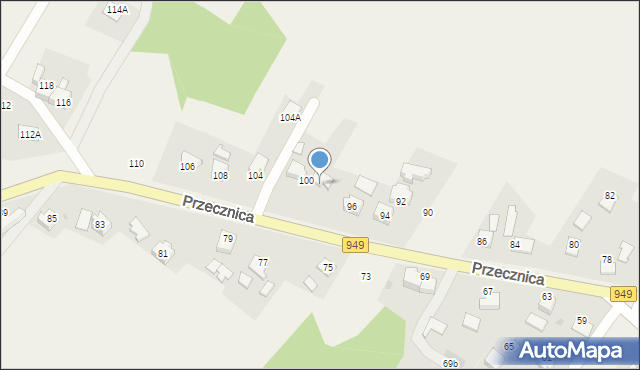 Osiek, Przecznica, 98, mapa Osiek