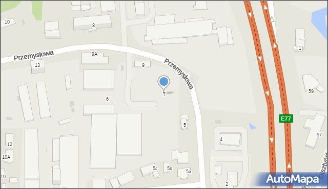 Ostróda, Przemysłowa, 7, mapa Ostróda