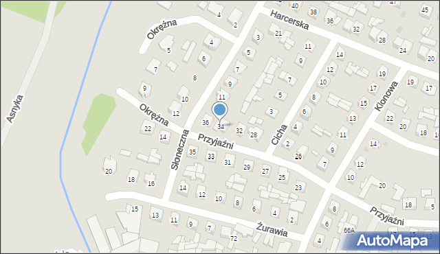 Ostrów Mazowiecka, Przyjaźni, 34, mapa Ostrów Mazowiecka