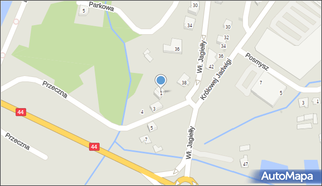 Oświęcim, Przeczna, 1, mapa Oświęcimia
