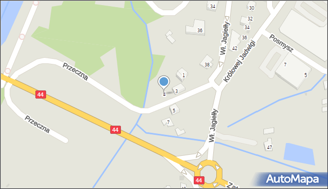 Oświęcim, Przeczna, 4, mapa Oświęcimia