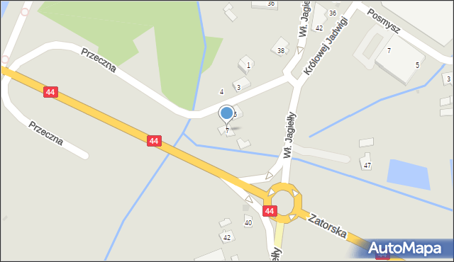 Oświęcim, Przeczna, 7, mapa Oświęcimia