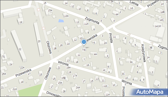 Otwock, Przewoska, 9, mapa Otwock