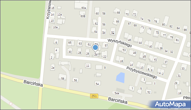 Pakość, Przybyszewskiego, 24, mapa Pakość