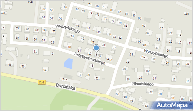 Pakość, Przybyszewskiego, 8, mapa Pakość