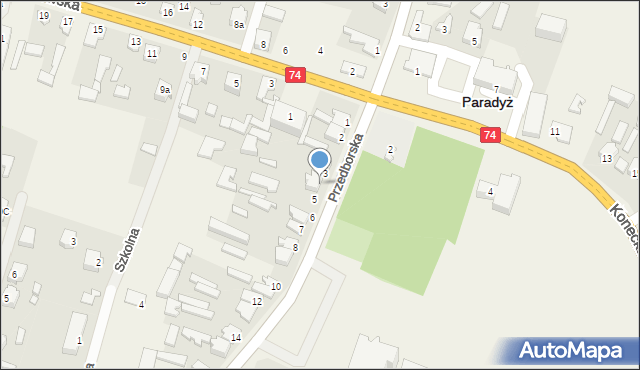 Paradyż, Przedborska, 4, mapa Paradyż