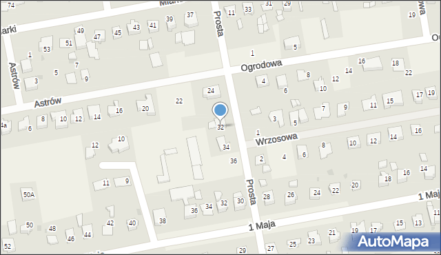 Pawłowice, Prosta, 32, mapa Pawłowice