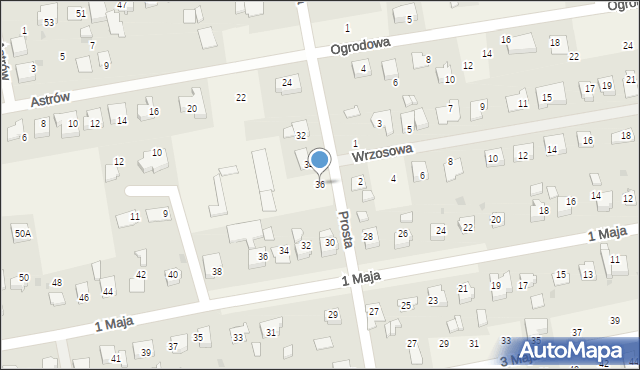 Pawłowice, Prosta, 36, mapa Pawłowice