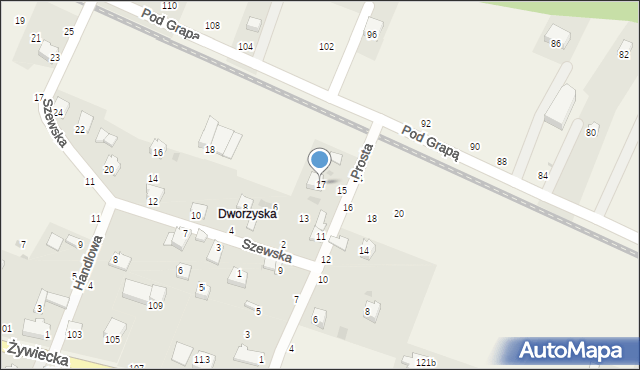 Pewel Mała, Prosta, 17, mapa Pewel Mała