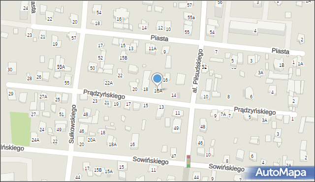 Piastów, Prądzyńskiego Ignacego, gen., 16A, mapa Piastów