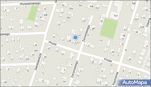 Piastów, Prusa Bolesława, 11, mapa Piastów