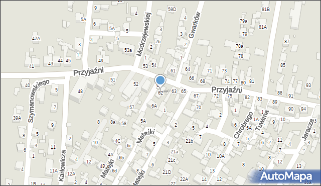 Piekary Śląskie, Przyjaźni, 62, mapa Piekary Śląskie