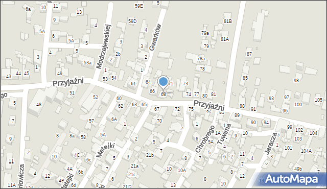 Piekary Śląskie, Przyjaźni, 68, mapa Piekary Śląskie