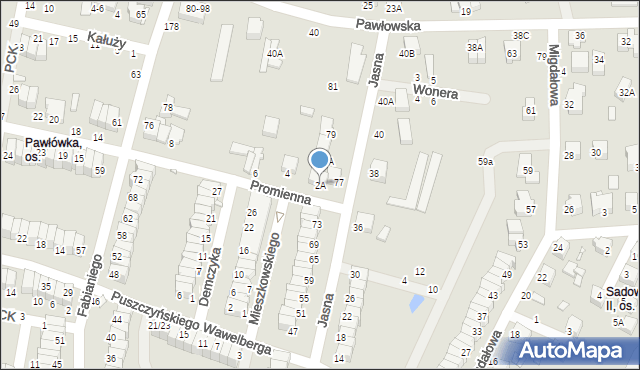 Piotrków Trybunalski, Promienna, 2A, mapa Piotrków Trybunalski